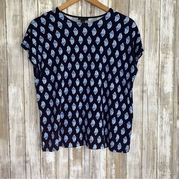 J. Jill Tops - J. Jill Wearever Navy & Blue Floral Blouse
